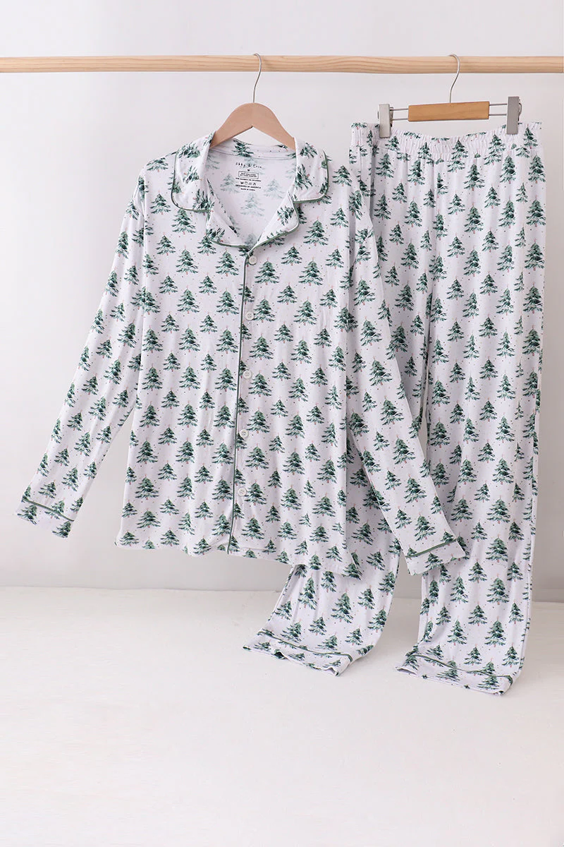 Green christmas tree bamboo mom&me pajama set - Image 2