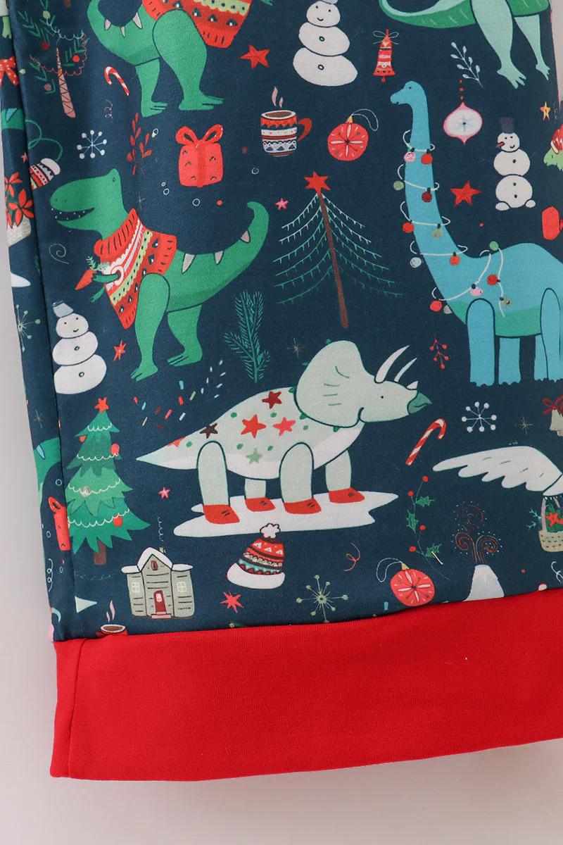 Green dinosaur print dad pajamas pants - Image 3