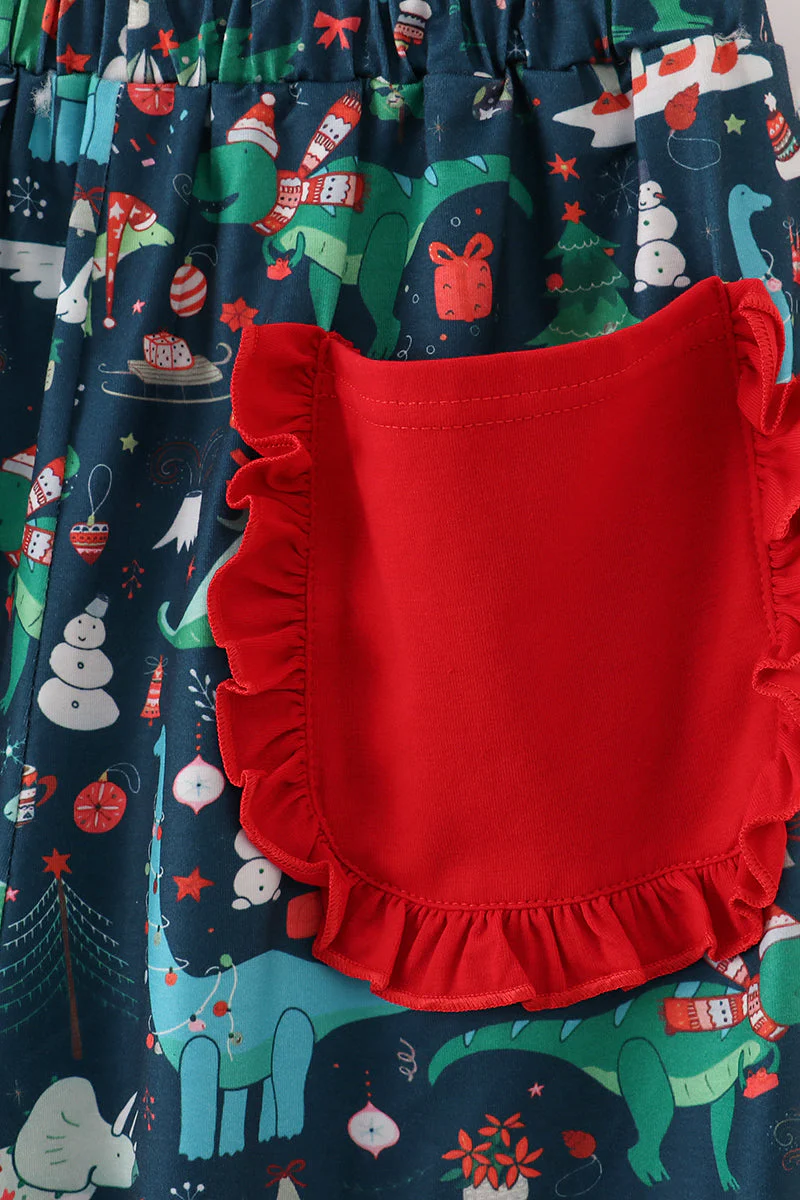 Green dinosaur print mom pajamas pants - Image 5