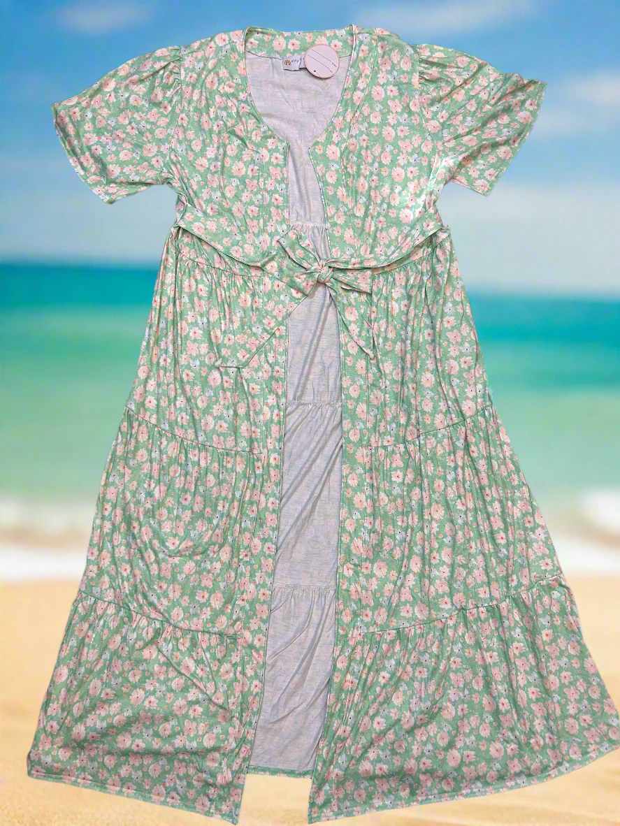 Green floral print mom&me dress - Image 6