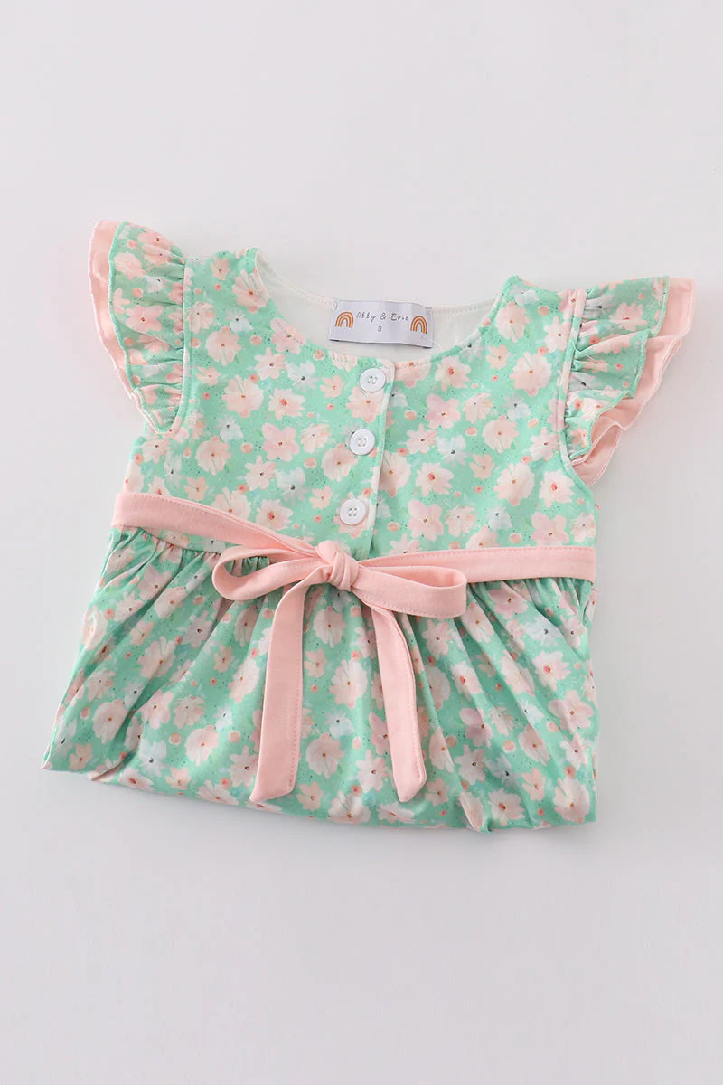 Green floral print mom&me dress - Image 9