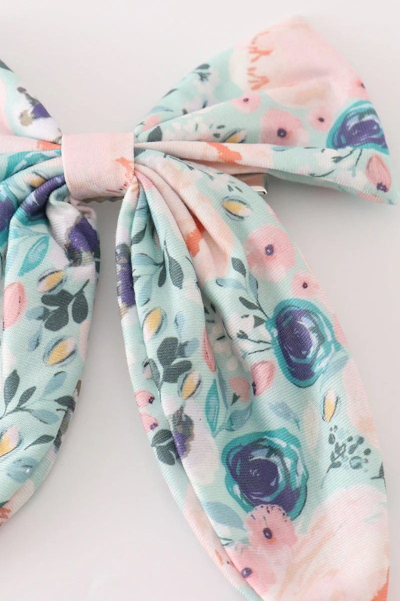 Green garden serenity print girl sailor bow - Image 2