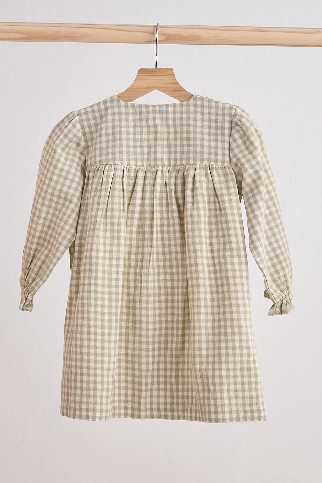 Green gingham flannel bow dress - Image 3