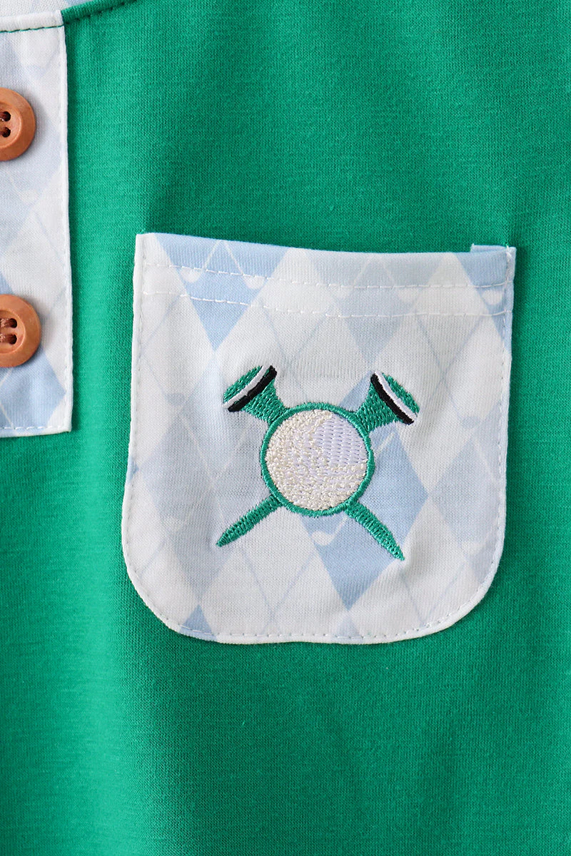 Green golf embroidery shorts set - Image 2