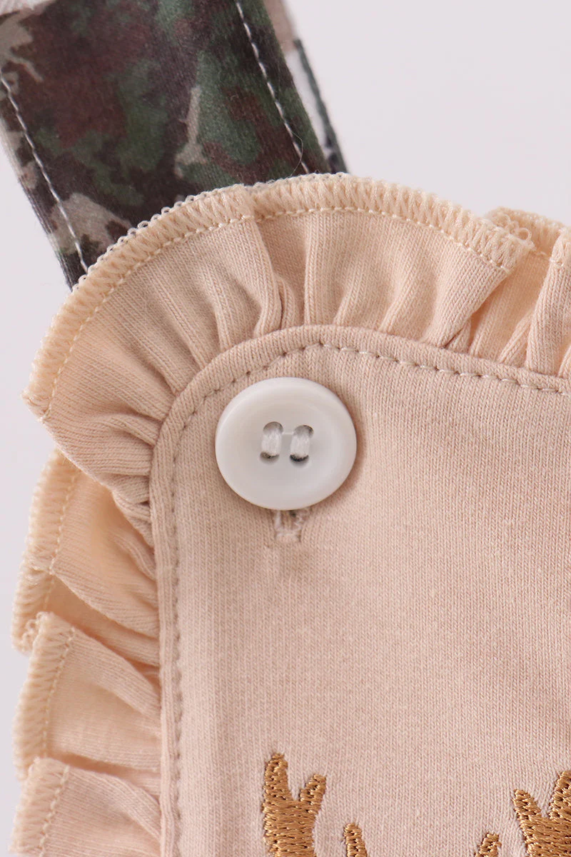 Green hunting deer embroidery checkered ruffle bubble - Image 3
