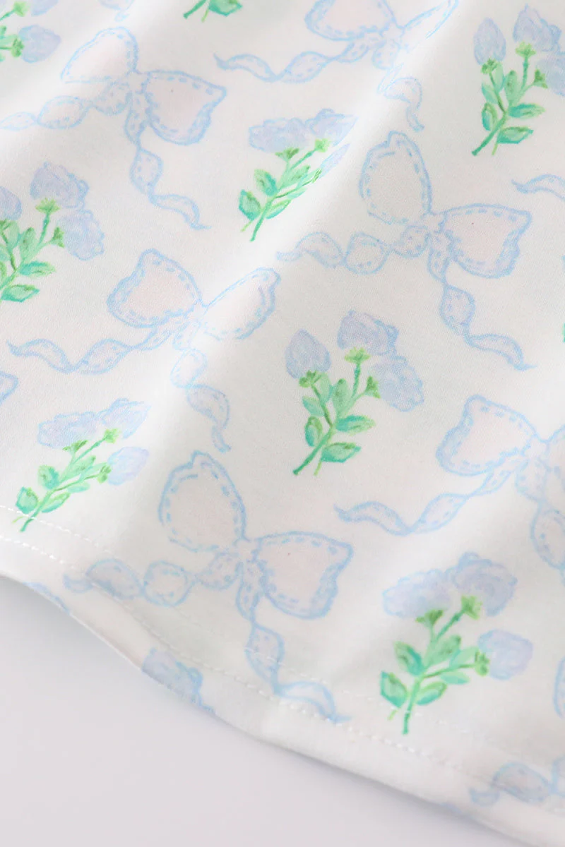 Green leaves bow print mom&me dress - Image 10