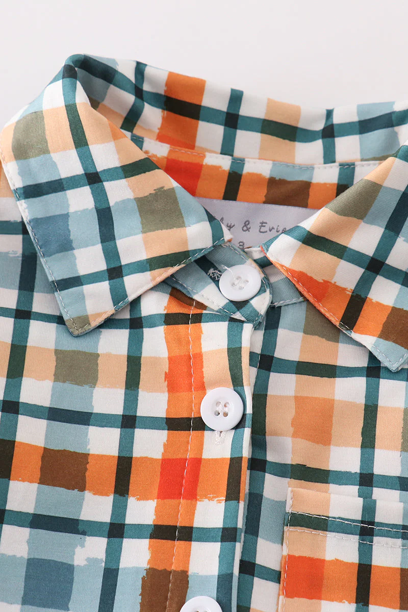 Green plaid dad&me button down shirt - Image 5