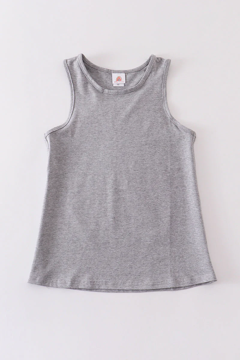 Heather grey blank basic kids teens adult tank top - Image 6