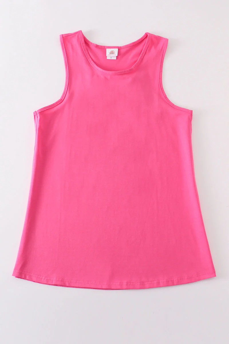 Hot pink blank basic kids teens adult tank top - Image 10