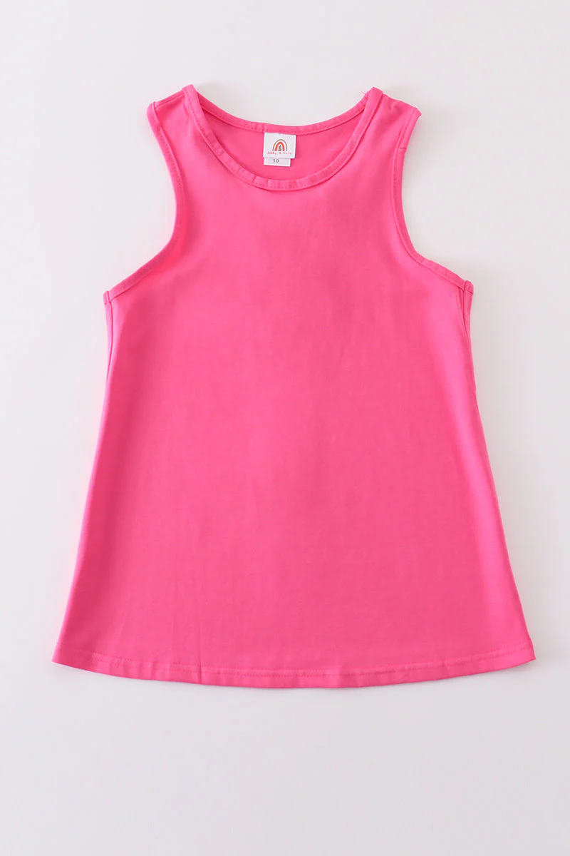 Hot pink blank basic kids teens adult tank top - Image 6