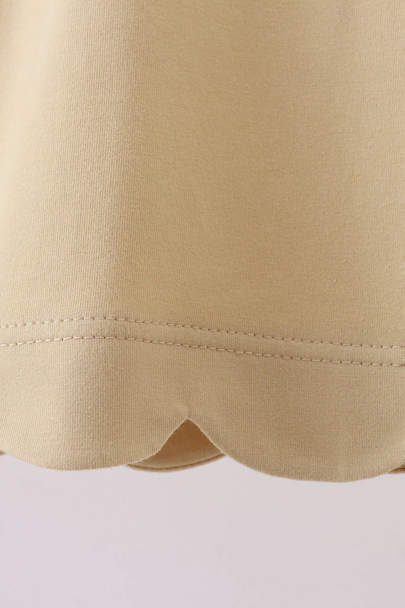 Khaki flutter sleeve scalloped top - Image 4
