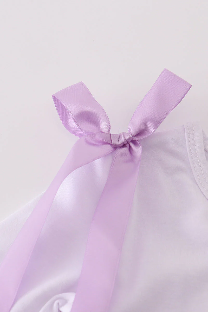 Lavender ribbon lace embroidery gingham bubble - Image 3