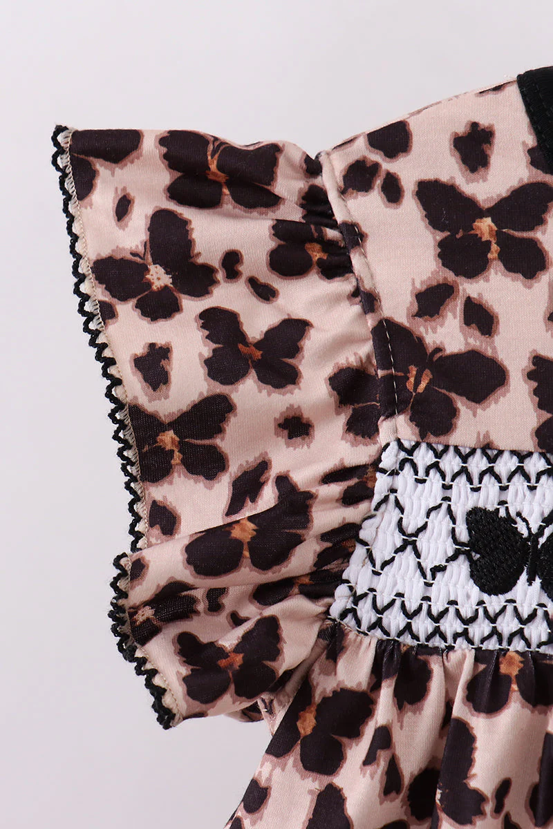Leopard butterfly smocked ruffle bloomer set - Image 3