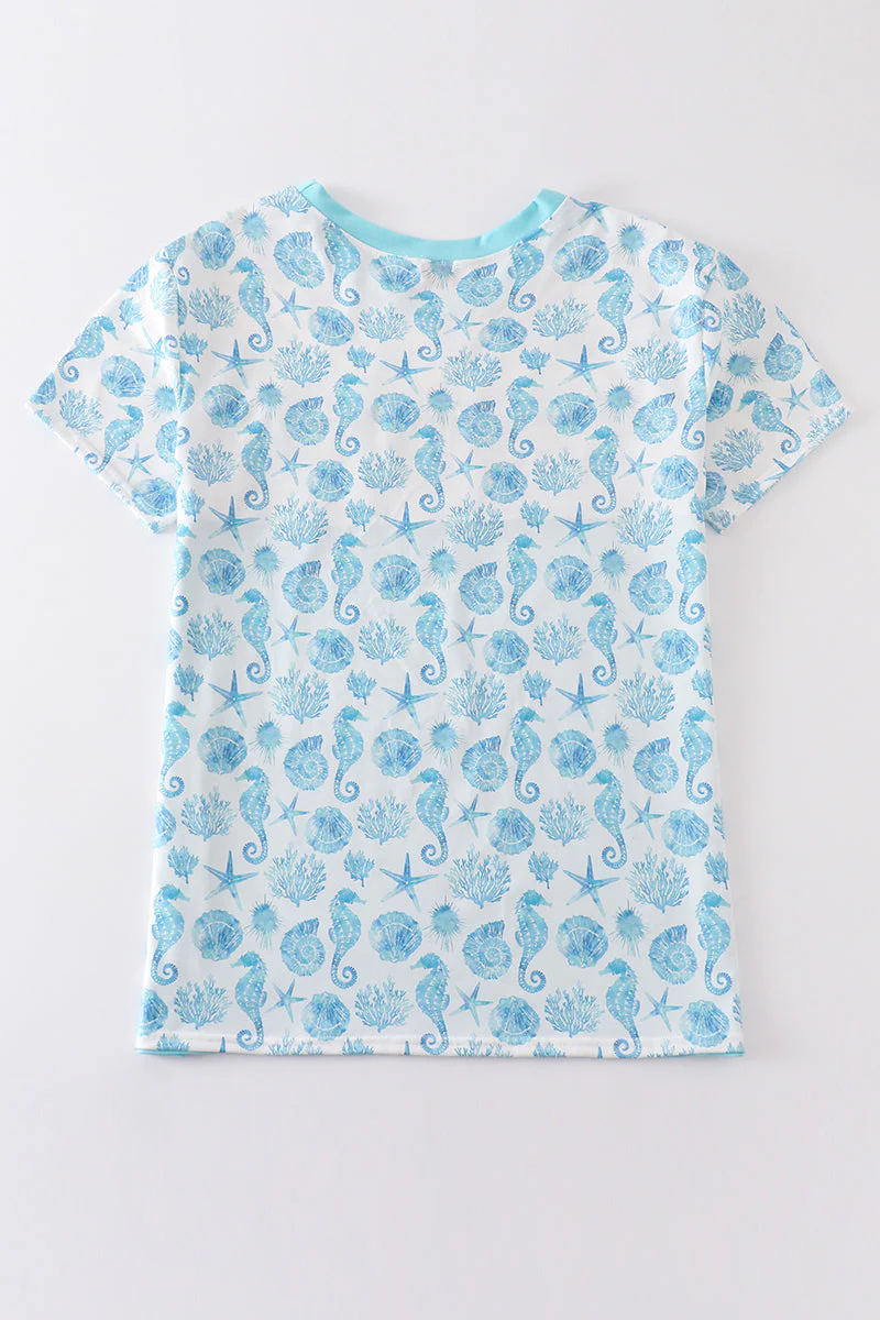 Marine creature print men top - Image 5