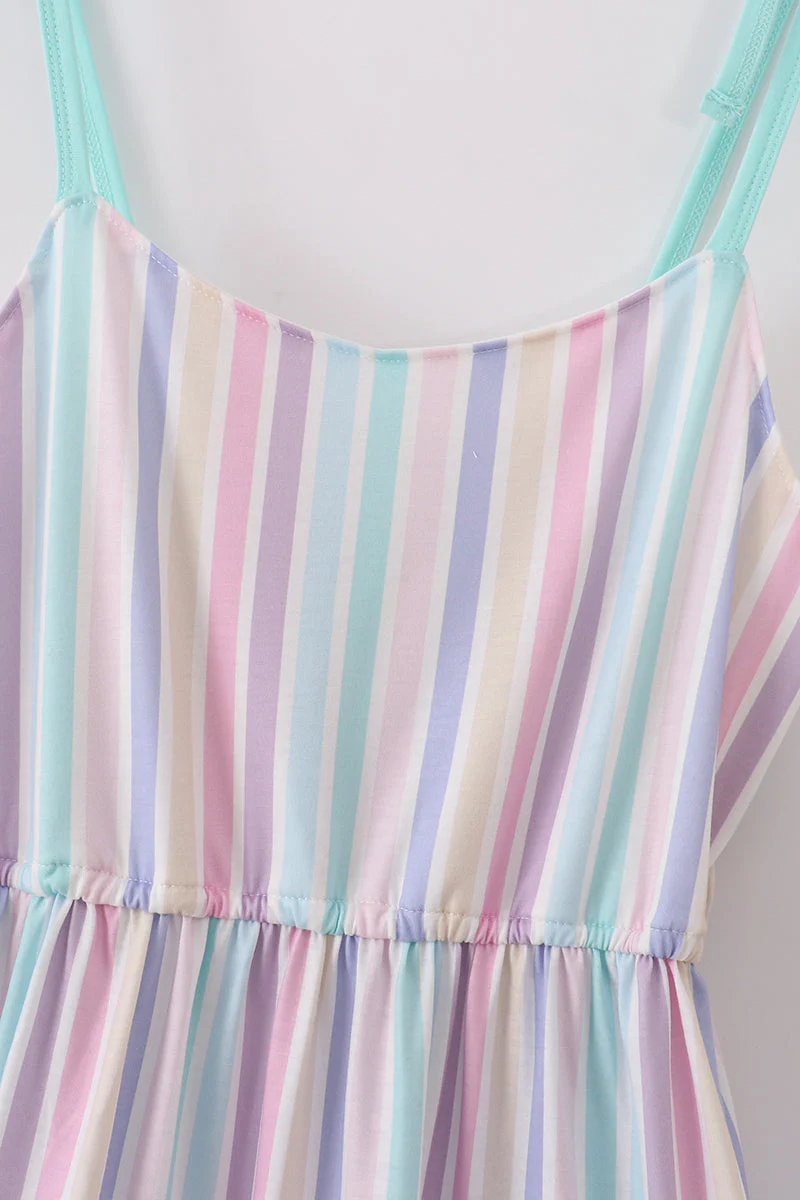 Multicolored stripe tiered mom dress - Image 2