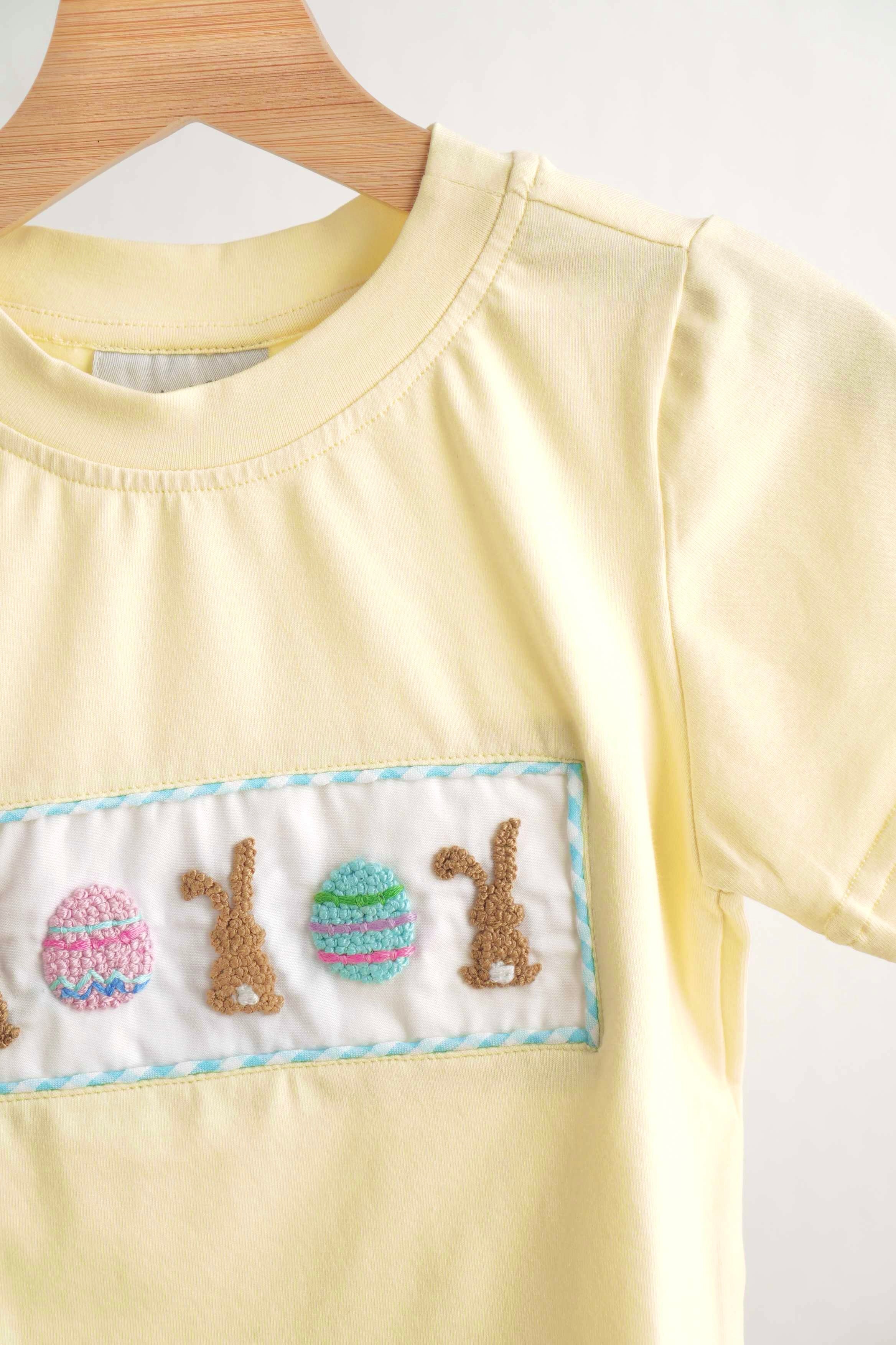 Mustard easter bunny egg french knot top - Image 4