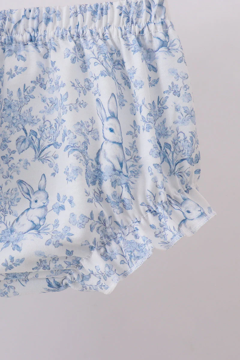 Navy bunny embroidery floral peter pan collar bloomer set - Image 3