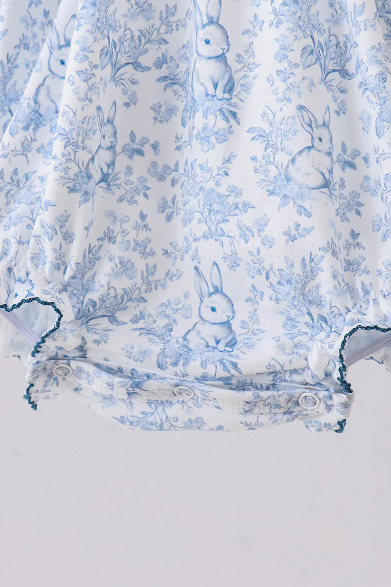 Navy bunny embroidery floral peter pan collar bubble - Image 3