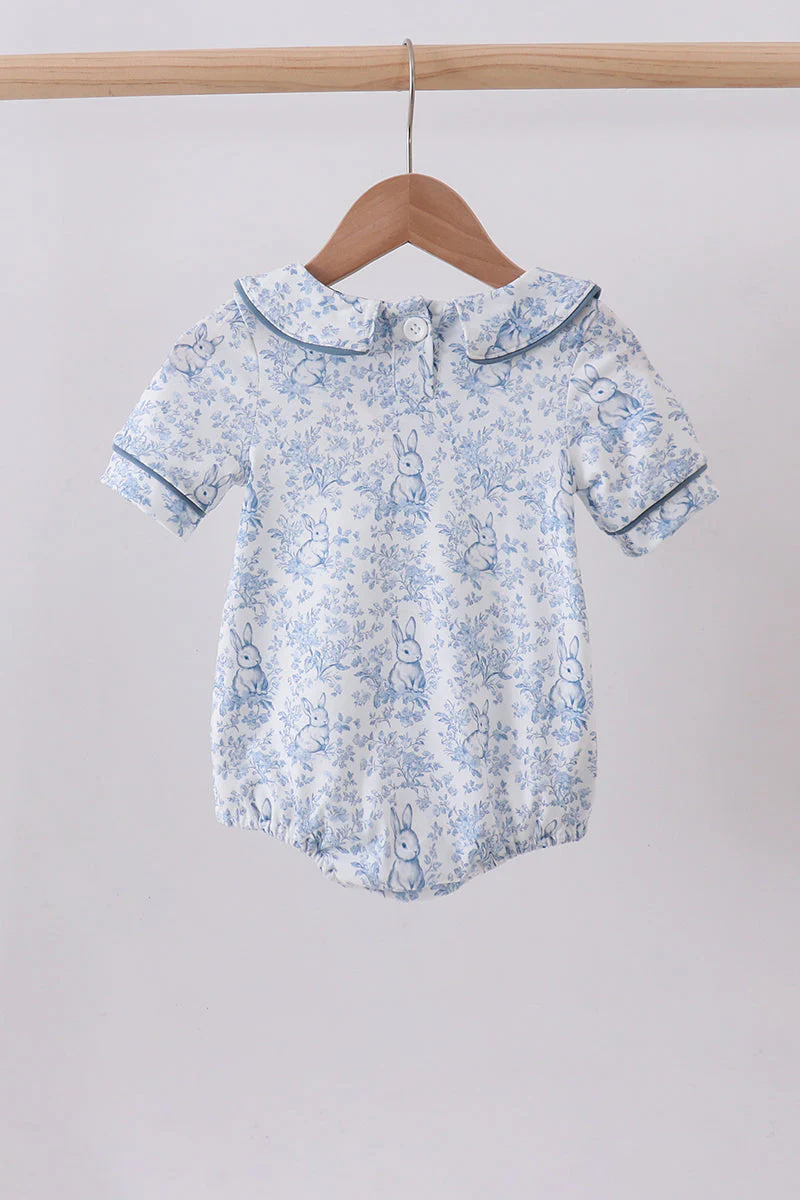 Navy bunny embroidery peter pan collar bubble - Image 3