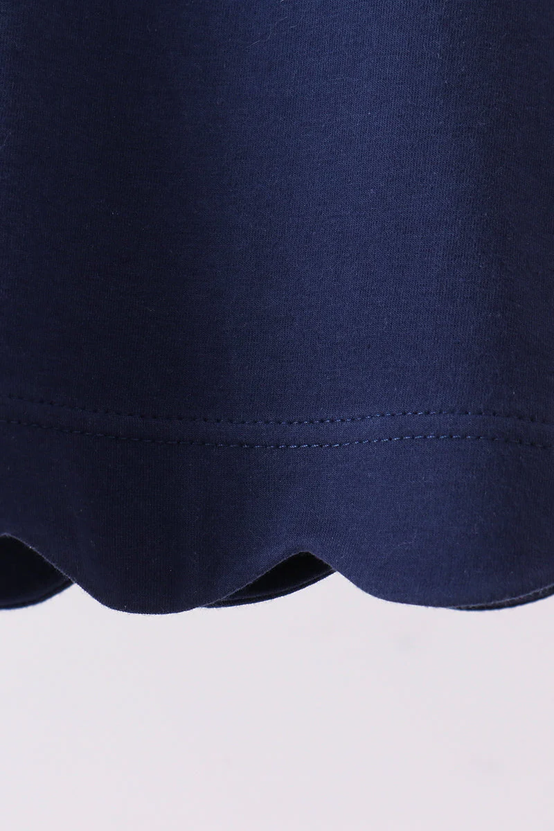 Navy flutter sleeve scalloped top - Image 4