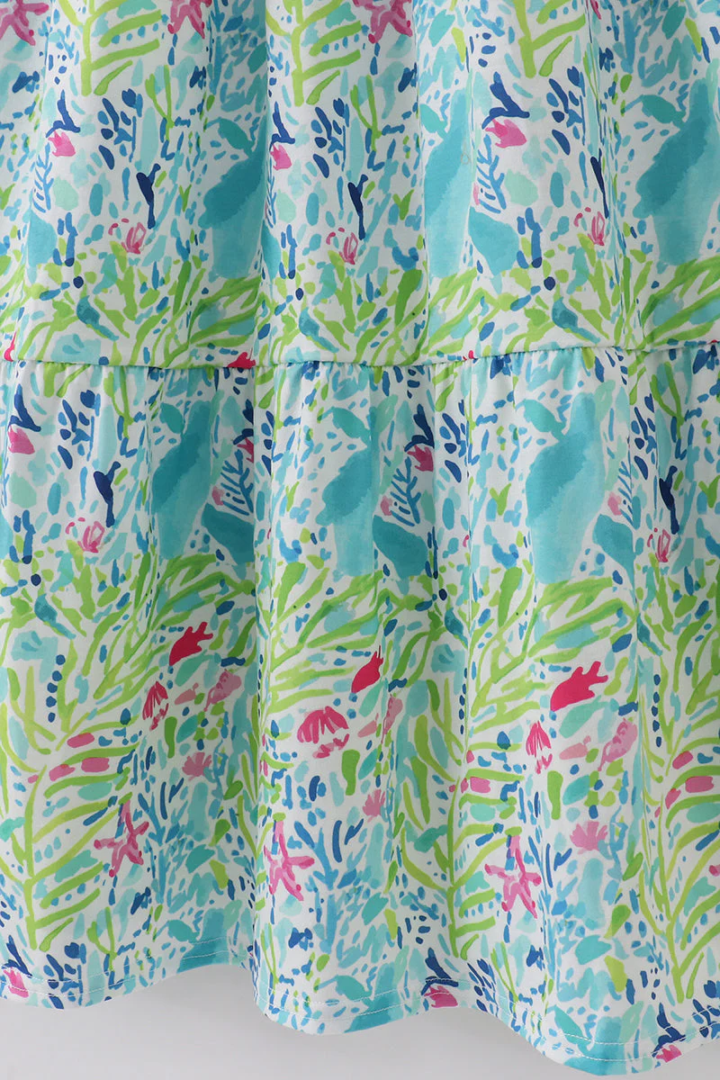 Ocean bloom print mom tiered dress - Image 3