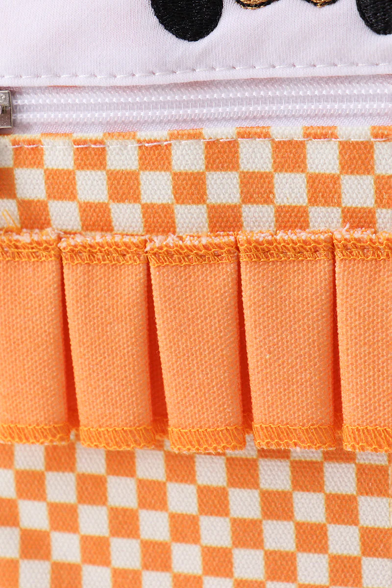Orange Tennessee embroidery checkered ruffle backpack - Image 3