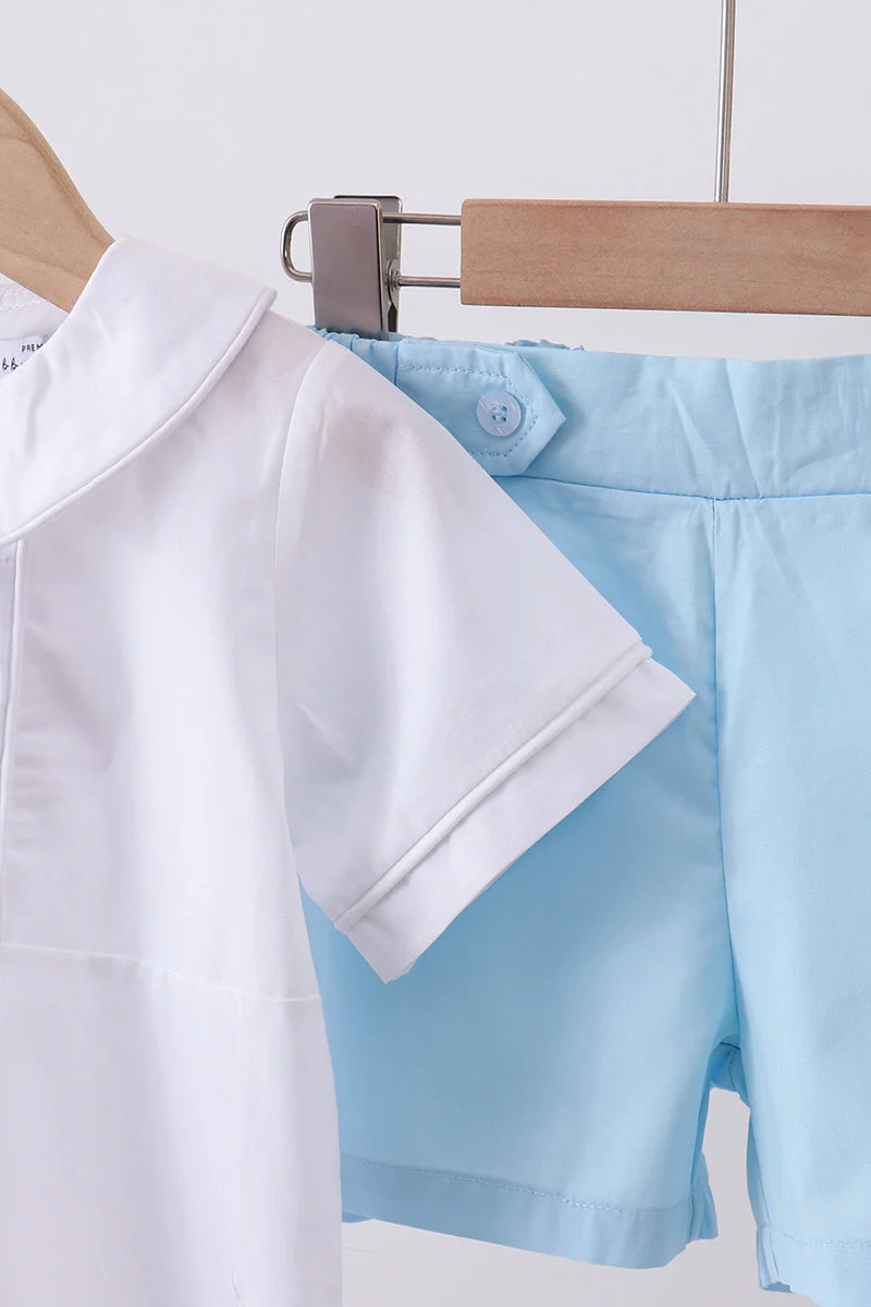 Peter pan collar shorts set - Image 3