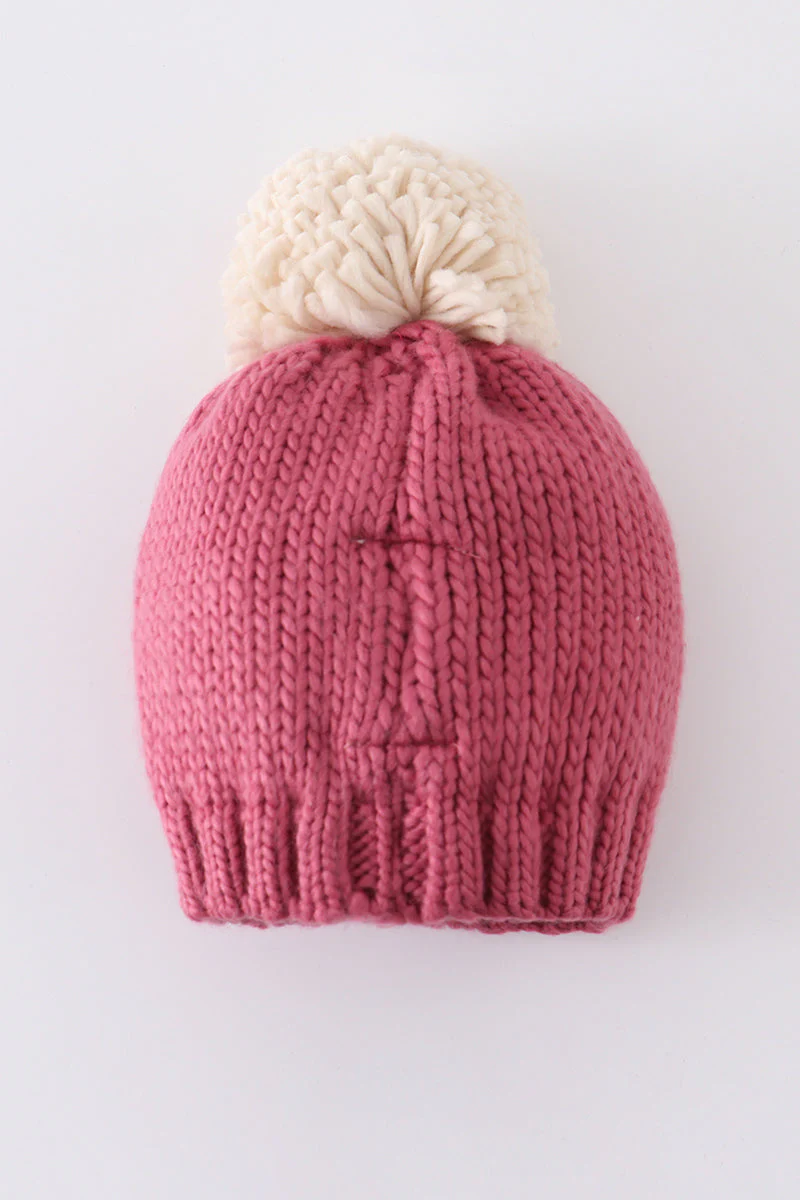 Pink BE MINE knit beanie pom pom hat - Image 5