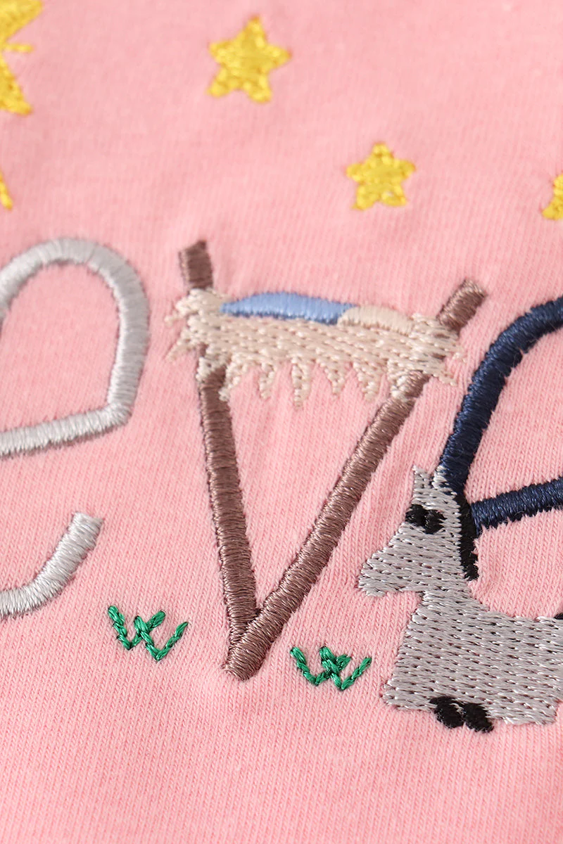 Pink believe embroidery ruffle bubble - Image 2