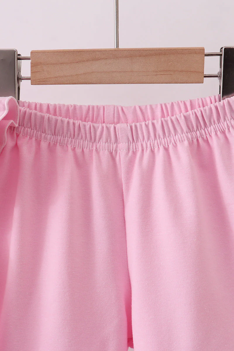 Pink big sister embroidery ruffle shorts set - Image 2