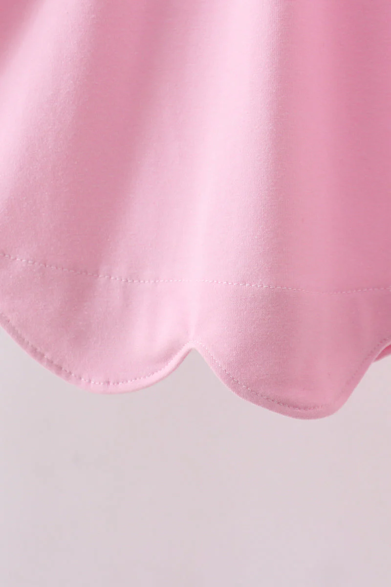 Pink big sister embroidery ruffle shorts set - Image 5