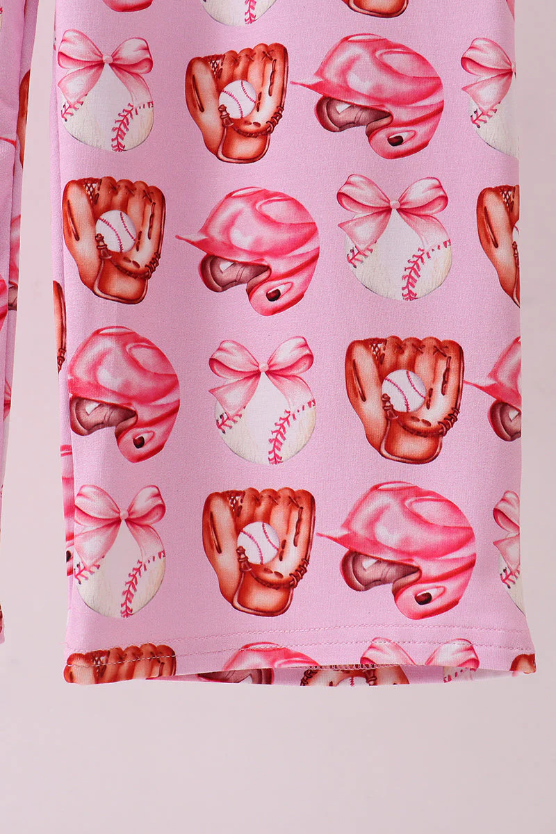 Pink bow baseball bamboo jumpsuit - Image 4