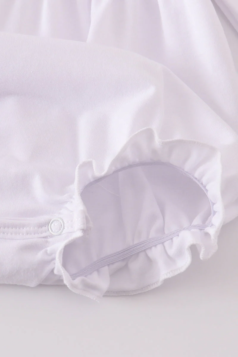 Pink bow smocked bubble - Image 2