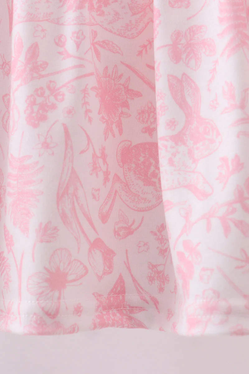Pink bunny smocked lace collar shorts set - Image 3
