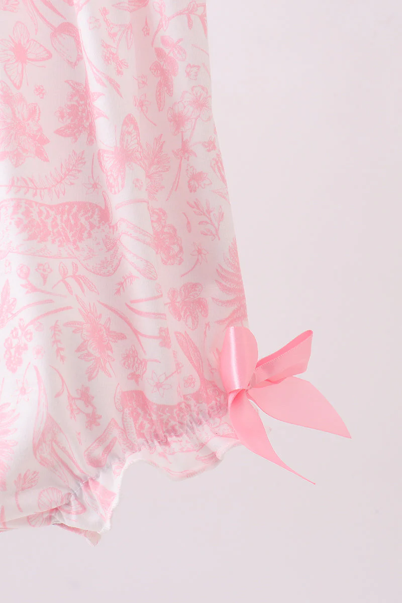 Pink bunny smocked ruffle bow bubble - Image 4