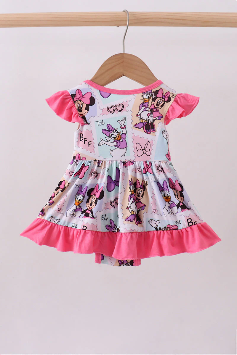 Pink character bamboo ruffle romper - Image 4