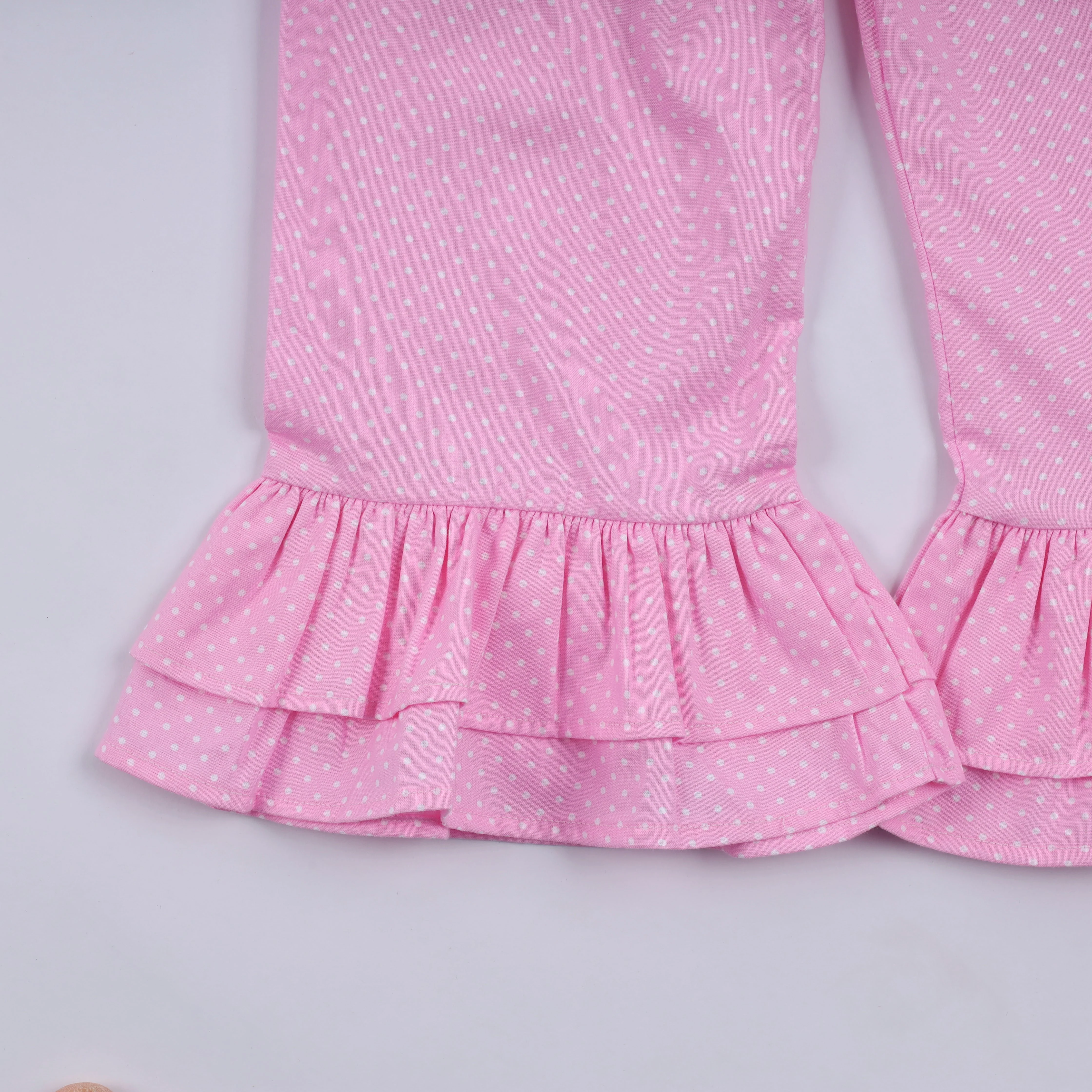 Pink character hand smocked dot ruffle pants set - Image 6