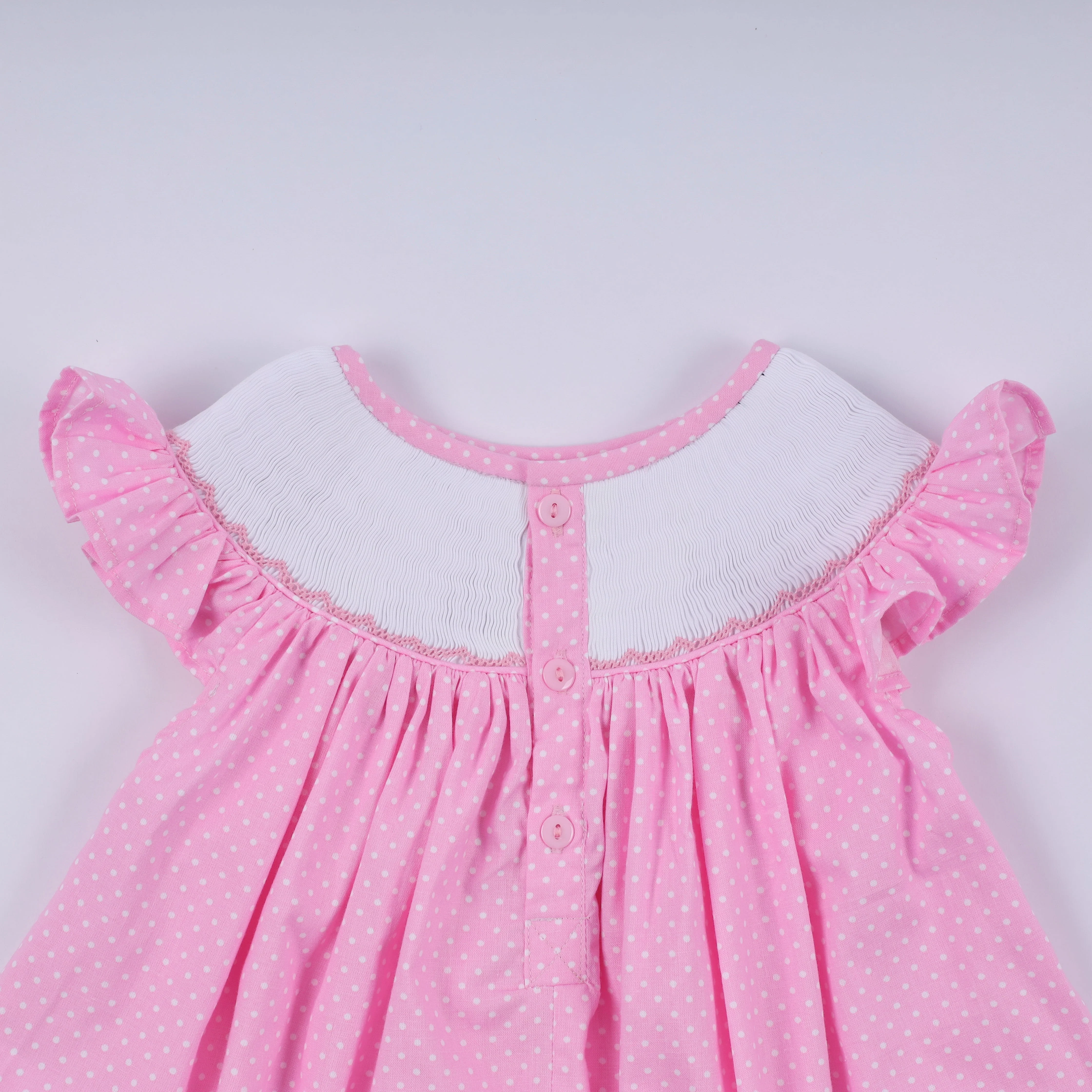 Pink character hand smocked dot ruffle pants set - Image 8