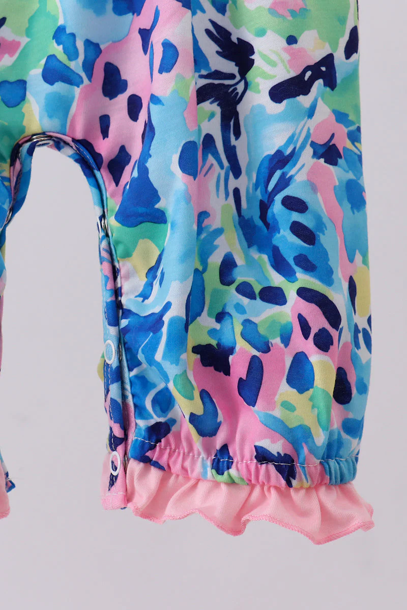 Pink character smocked ruffle romper - Image 3