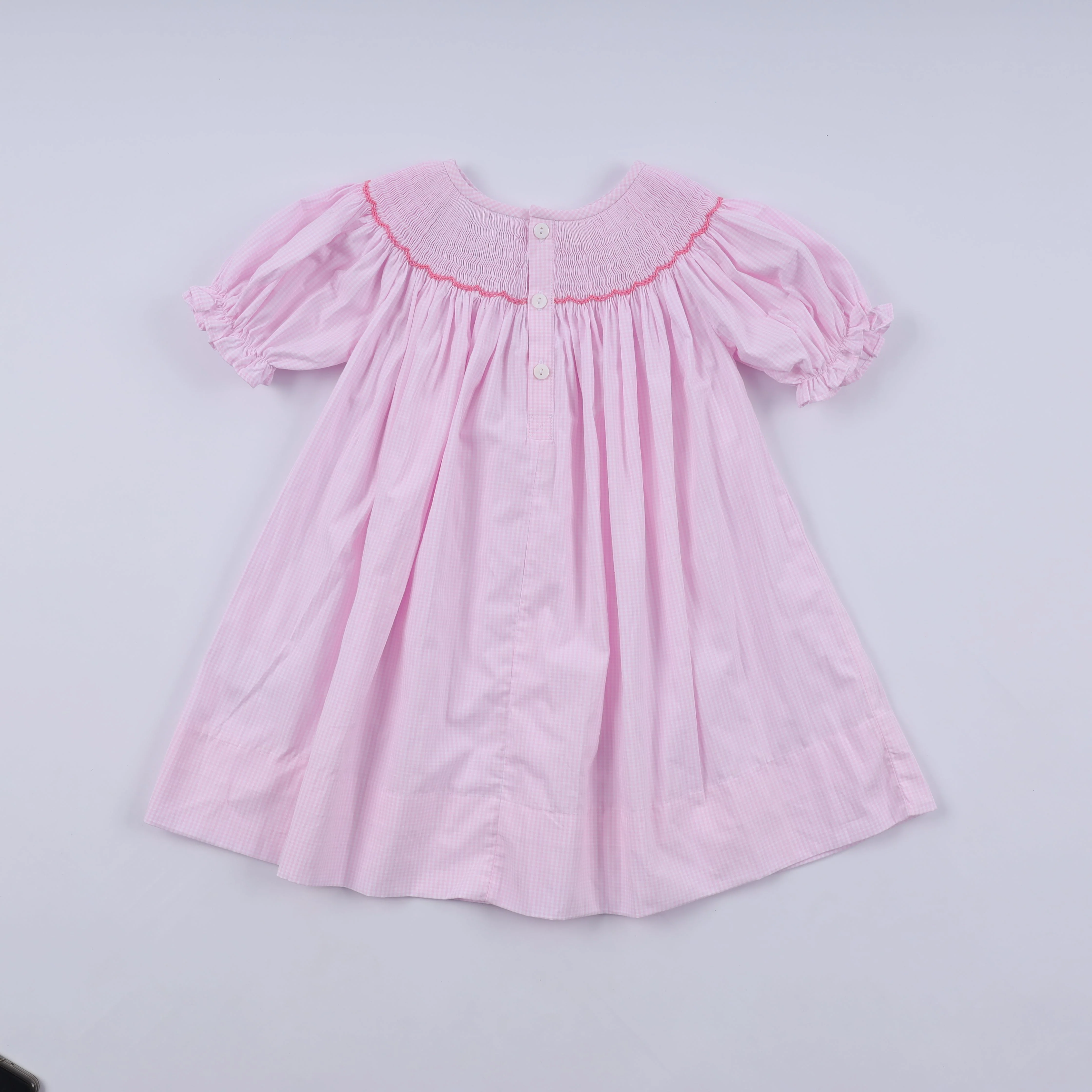 Pink christmas tree hand smocked dress - Image 6