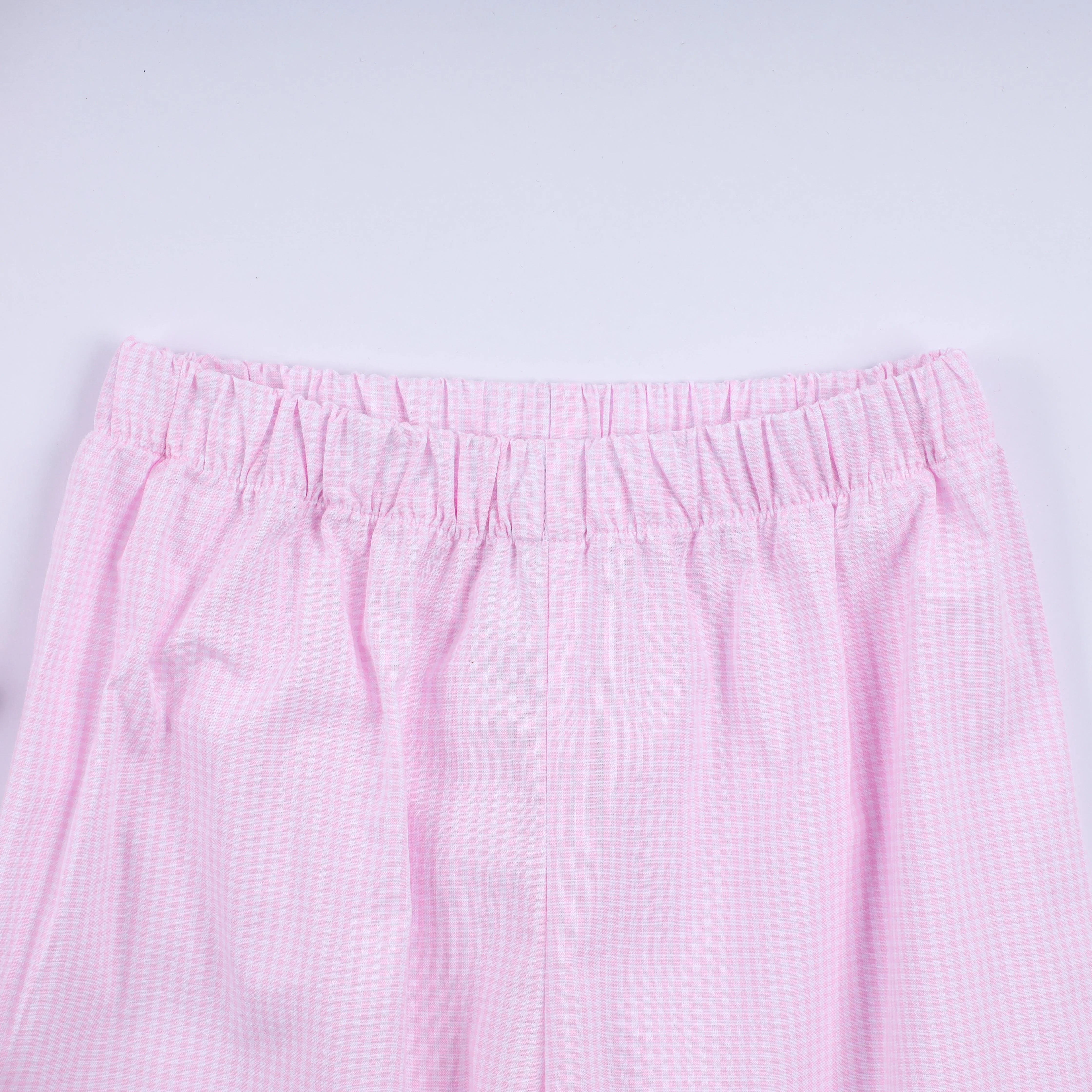 Pink christmas tree hand smocked ruffle pants set - Image 6