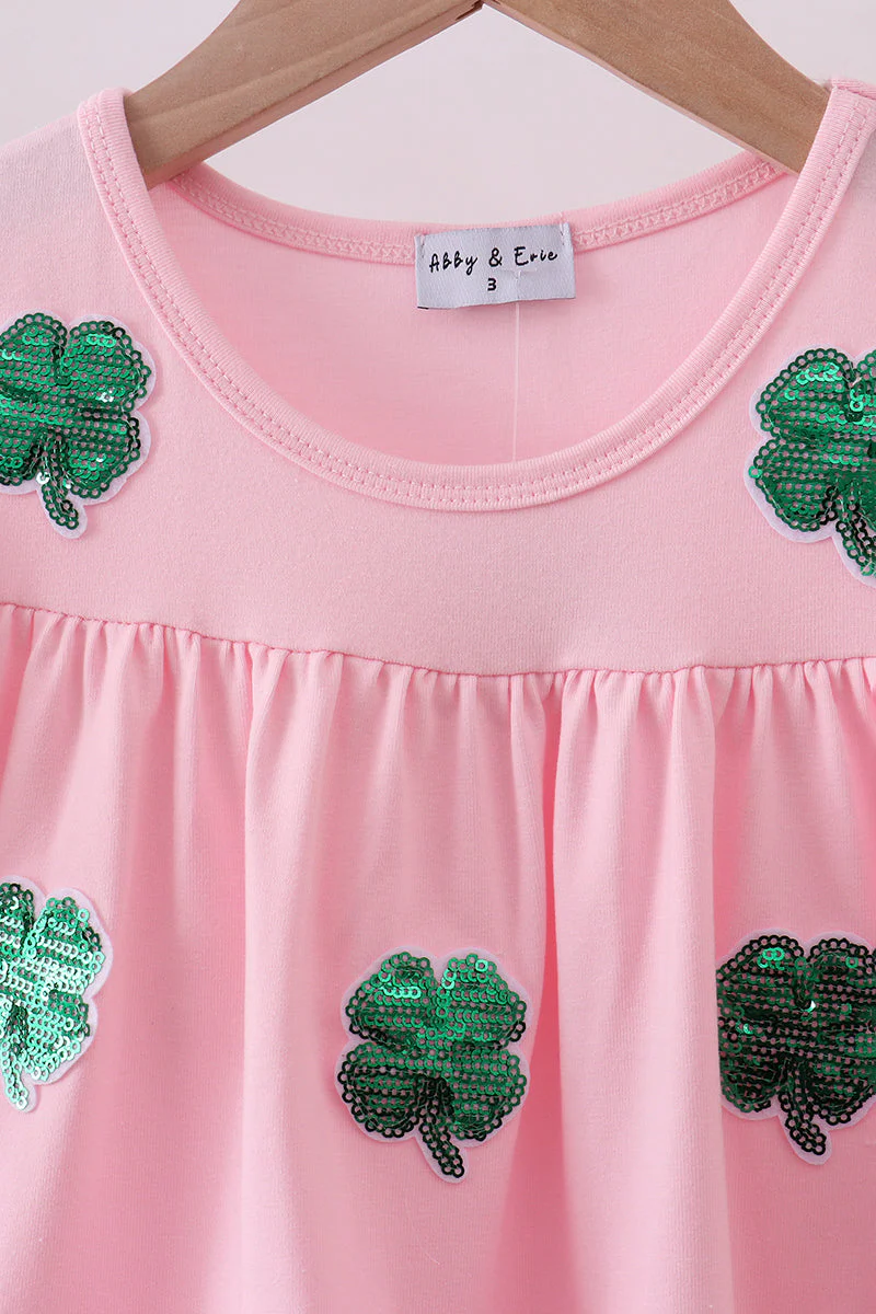 Pink clover sequin ruffle tiered dress - Image 3