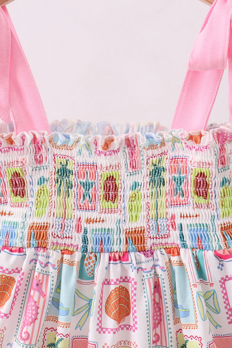 Pink enjoy beach smocked mom&me dress - Image 3