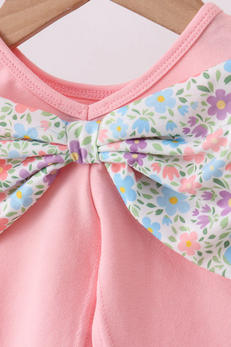 Pink floral cross embroidery ruffle bloomer set - Image 5