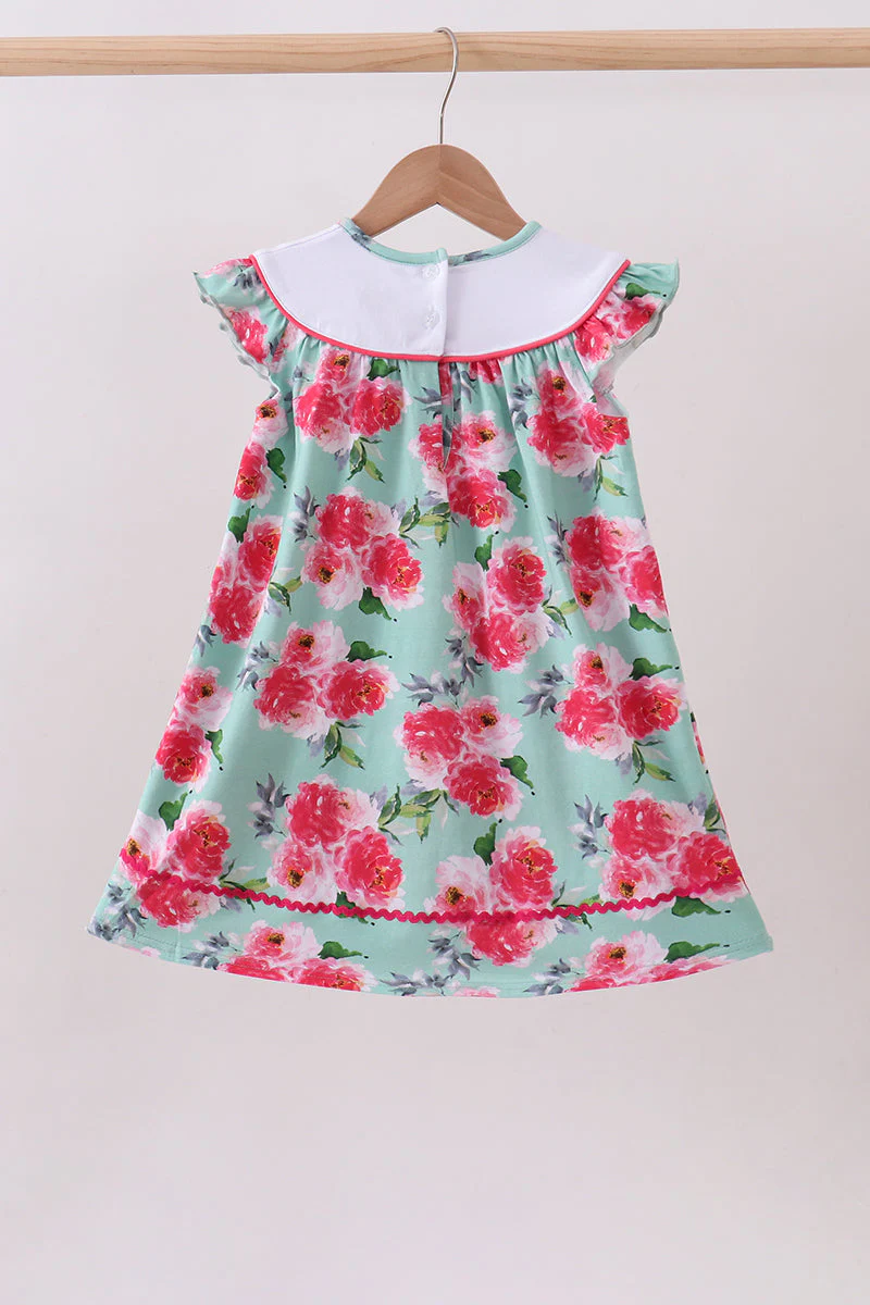 Pink floral I love Dad embroidery dress - Image 3