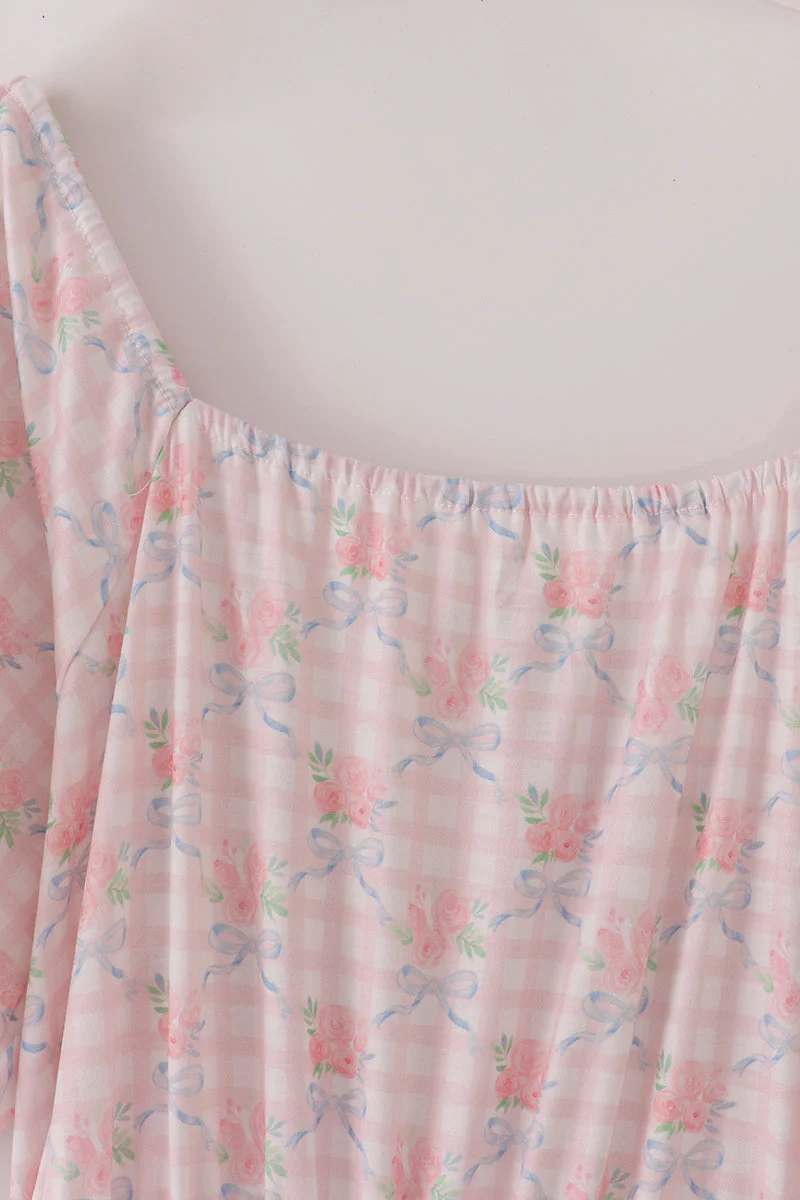 Pink floral print mom dress - Image 2