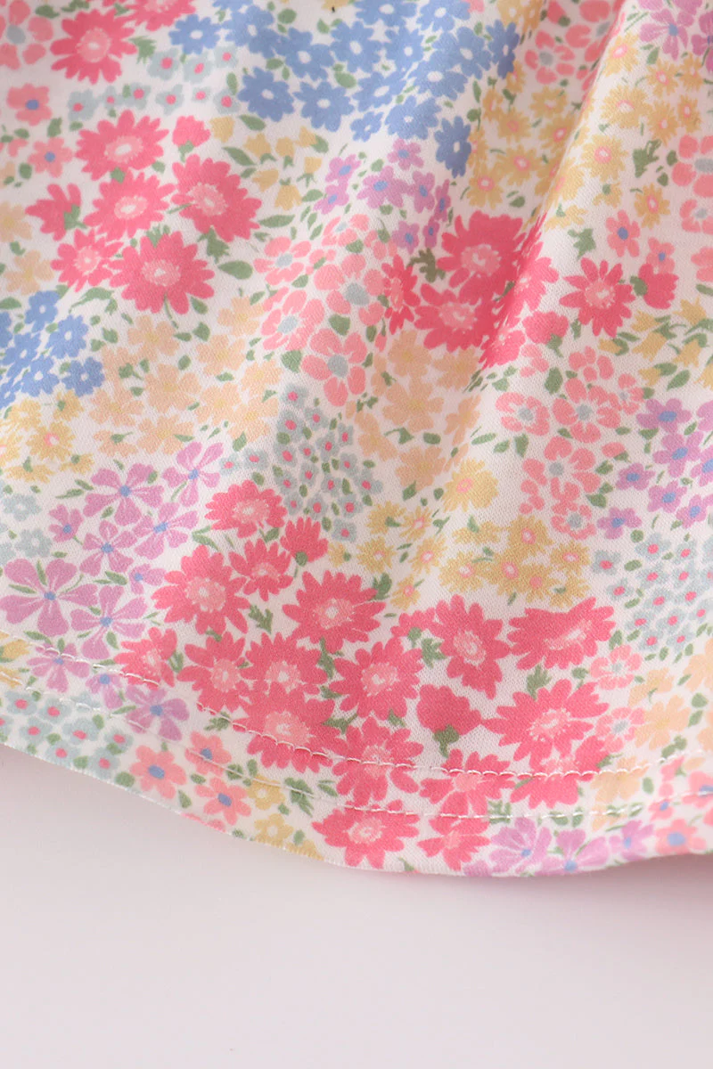 Pink floral pumpkin embroidery ruffle pants set - Image 3
