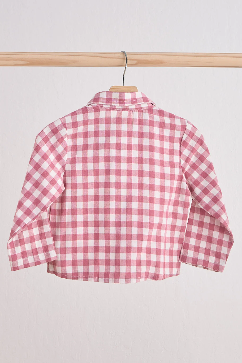 Pink gingham boy flannel button down shirt - Image 3