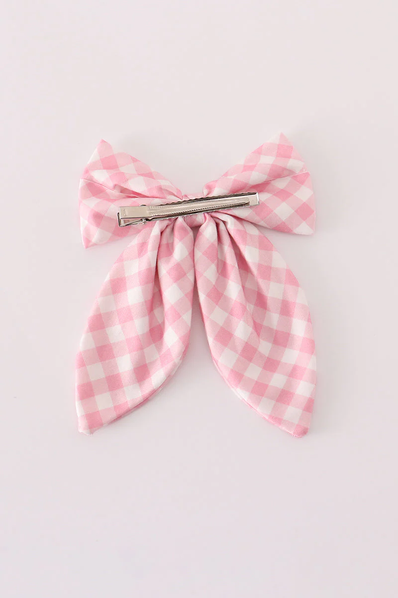 Pink gingham sailor bow - Image 3
