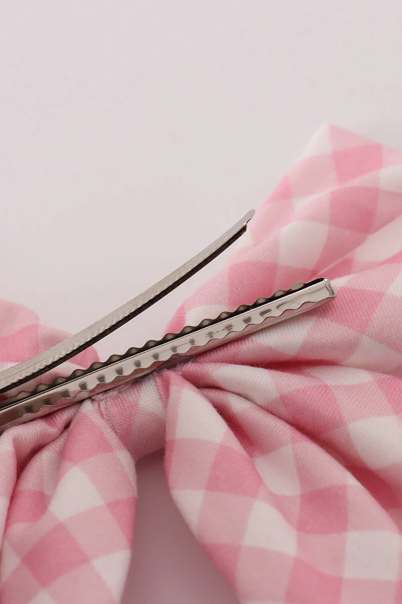 Pink gingham sailor bow - Image 4